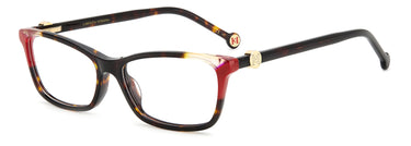 Designer Women Carolina Herrera Eyeglasses: 0114 - Havana Red- SpecSMART Eye Clinic (Diagonal View)